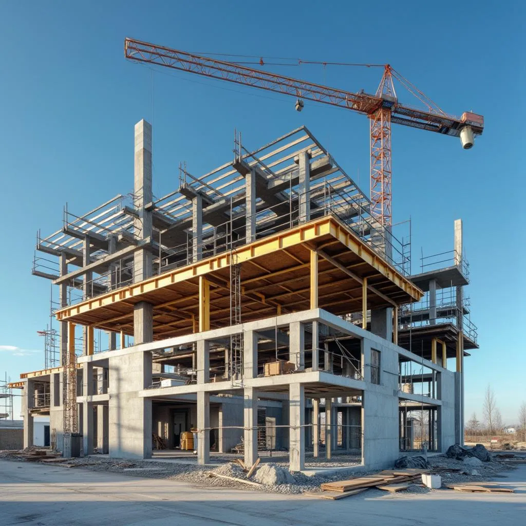 Estación de servicio moderna en construcción